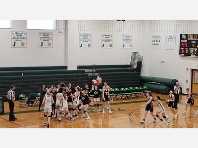 River Dell Varsity Girls Basketball Team rallies late for a dramatic 47-46 win over Cresskill in the Joe Poli Holiday Tournament