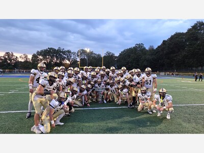 River Dell Golden Hawks Varsity Football Team retains ‘Battle of Midland Ave’ Trophy for a third straight year in win over Paramus